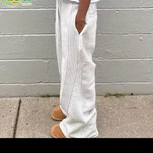 Grey Sweatpants with Stripes Menswear Baggy Trouser for Men