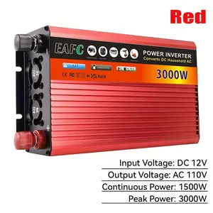 [High-Power Car Inverter] 3000W High-Power Car Power Inverter | DC 12V to AC 110V Modified Sine Wave Converter with LCD - Universal Portable Automatic Power Adapter for Car, Marine, and RV - Safe, Reliable