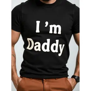 Men'S Funny "I'm Daddy" Graphic T-Shirt - Lettering & Cartoon Dad Design, Soft Everyday Casual Tee for Fathers, Birthday Gifts