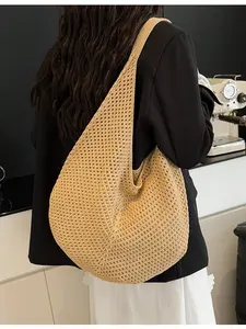 Large Capacity Knitted Shoulder Bag, Lightweight Multi-Functional Knit Handbag, Available in, Ideal for Travel, Beach, Vacation, Daily Use