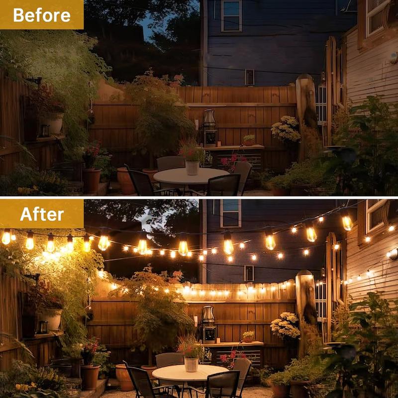 DAYBETTER Outdoor String Lights, S14 LED Patio Lights with Edison Vintage Bulbs, for Porch Backyard Bistro, Shatterproof for Christmas decorations.