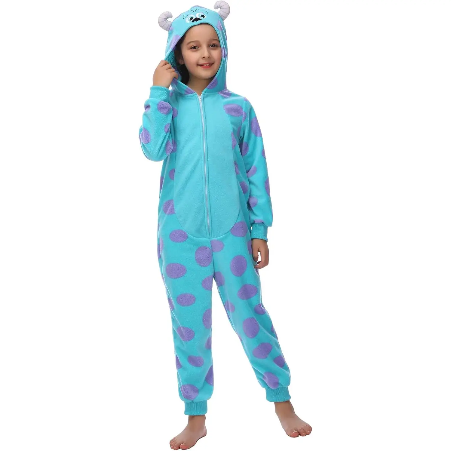 Sincere Party Blue Monster Onesie Costume for Children, Soft Cozy Warm Fleece Animal Onesie for Unisex Kids
