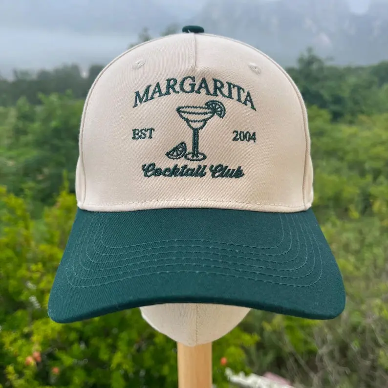Embroidered Cocktail Club Two Tone Baseball Cap Custom Thread Color