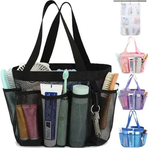 Mesh Shower Caddy Portable For College Dorm Room Essentials, 8-Pocket Large Shower Basket Tote Bag With 2 Handles For Toiletry,Bathroom,Beach,Camp,Gym