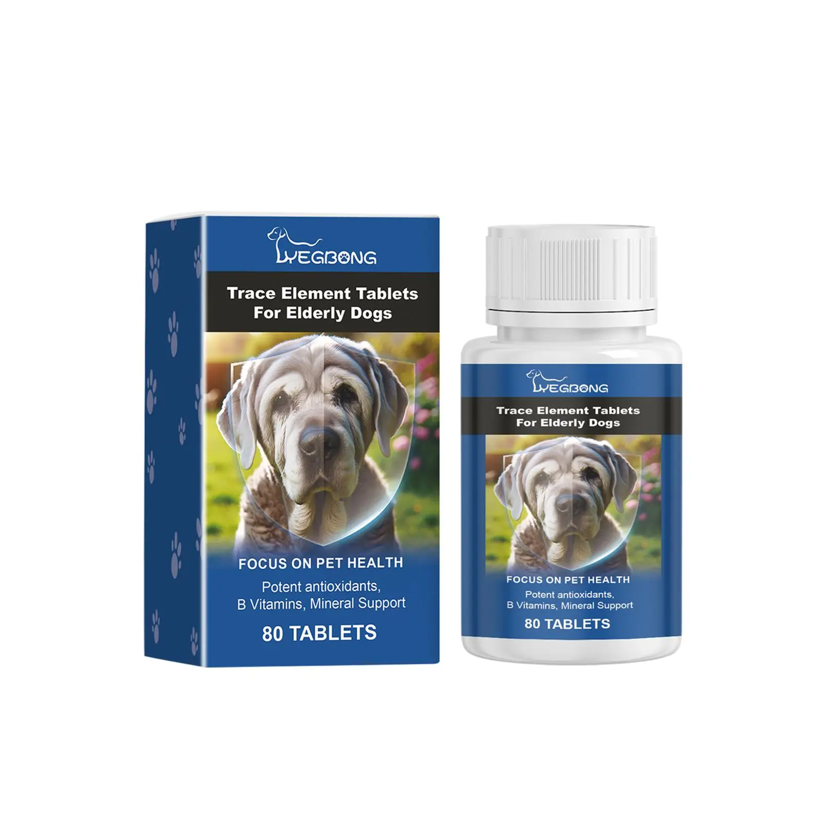 WEIGBONG Trace Element Tablets for Elderly Dogs - 80 Tablets for Nerve Health & Overall Wellbeing Calcium Supplement for Senior Dog Care