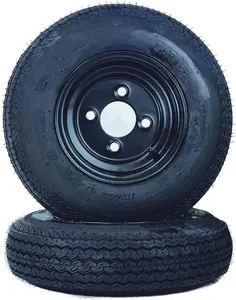 2PCS Trailer Tire on Black Rims 4.80-8 480-8 4.80x8 Trailer Tires w/4 Lug on 4" PCD ,6PR Load Range C For for Utility / Boat / Camper Trailers