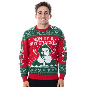 ELF Movie Men's Son of a Nutcracker Ugly Sweater for Christmas Holiday Knit Pullover