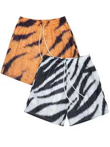 Men's Zebra Stripe & Tiger Stripe Print Boxer Briefs, Regular Fit Casual Comfy Breathable Short-leg Boxer Briefs, Men's Underwear for Summer