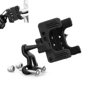 Warrenty Brand For Harley Handlebar Cell Phone Holder GPS MP3 Bracket #76000537 & #76000549 Dyna Softail Road King Street Glide Sportster tri CVO Black Dual Thumb Screw Clamps Non-Slip Pads Secure Grip