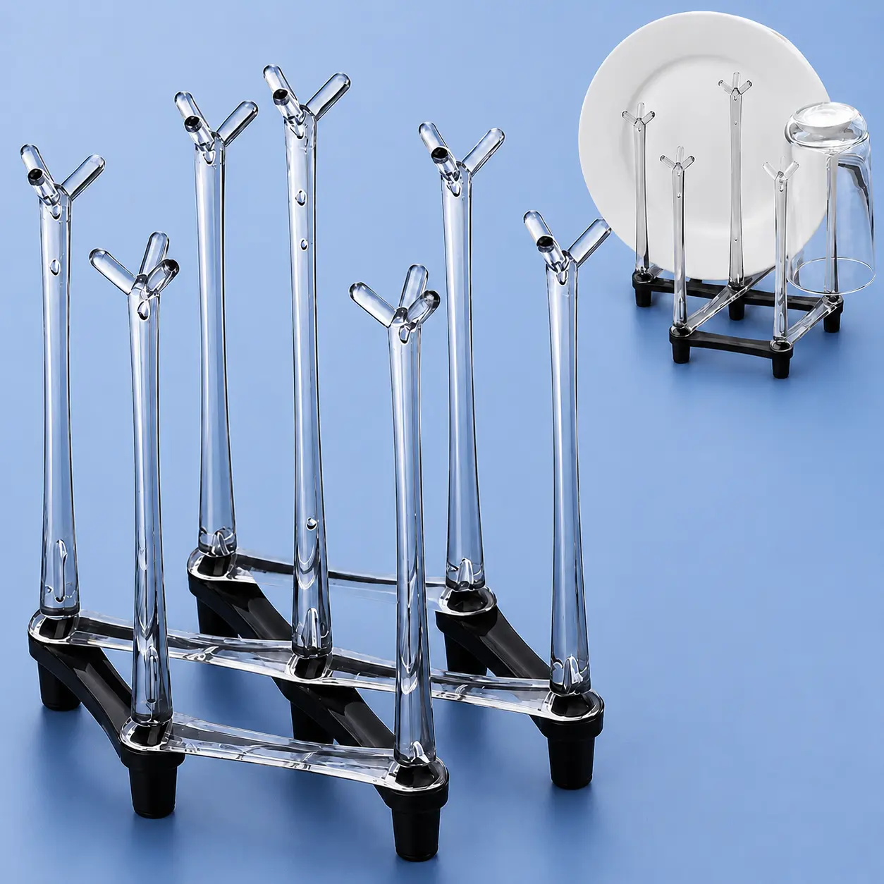 Retractable Cup Drying Rack for Kitchen Counter, Adjustable Bottle & Glass Drying Stand with Non-Slip Base, Foldable Cup Holder for Mugs, Sports Bottles and Drinkware