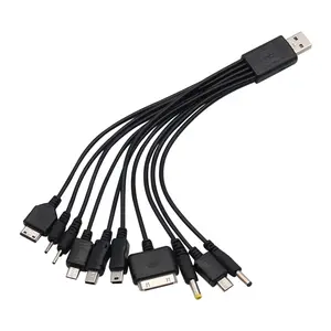 Universal USB-to-Multi Plug 10-to-1 Cell Phone Cable, Compatible with Samsung, Xiaomi, Huawei, Google, OPPO, Vivo