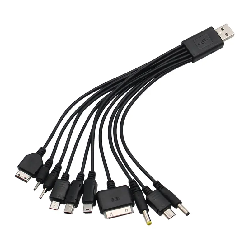 Universal USB To Multi Plug Cell Phone Charger Cable 10 to 1 USB Cable Charger Cable OTG Live Broadcast charger type c fast super soporte carga