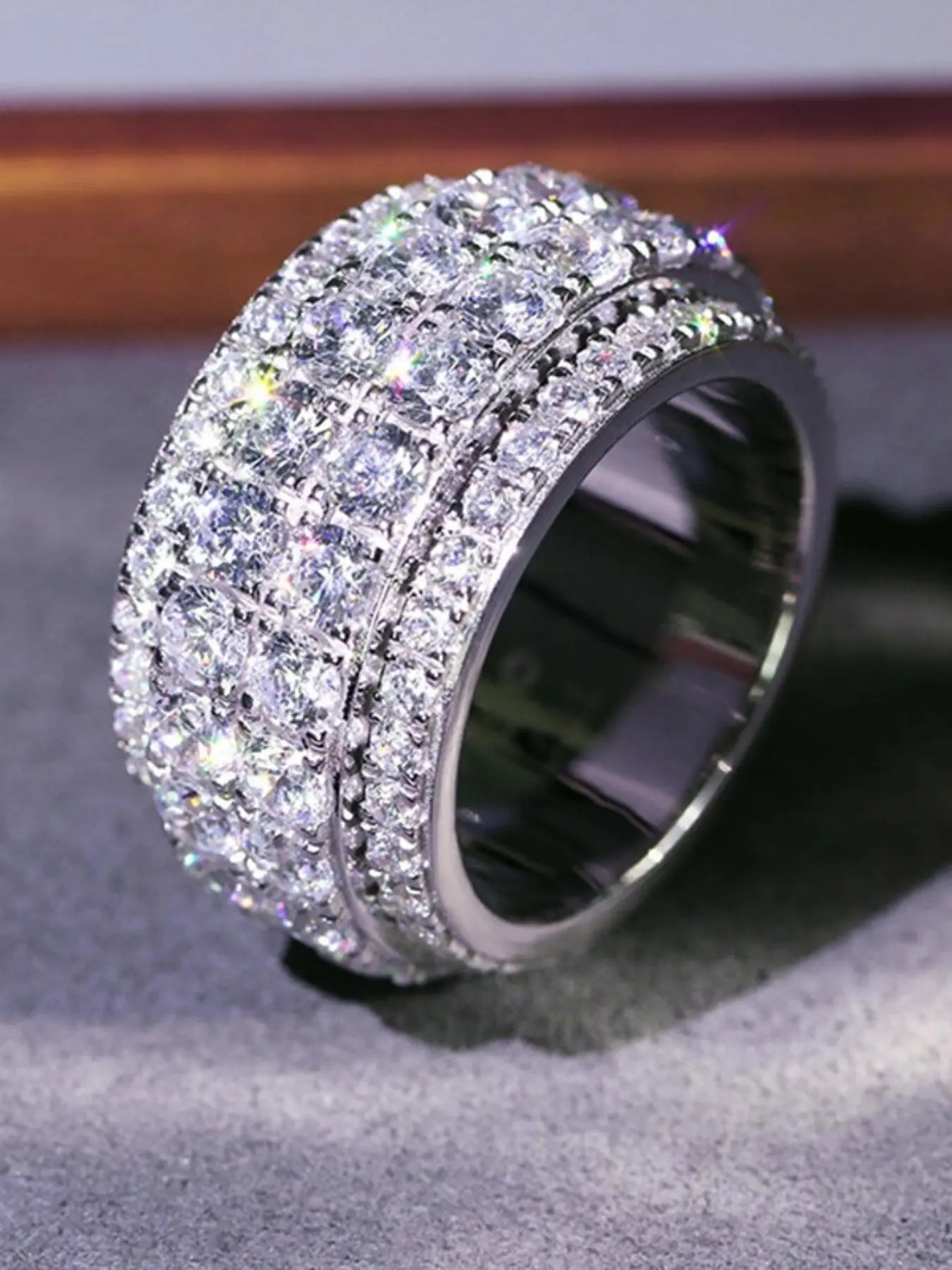 Sparkling Cubic Zirconia Engagement Rings, Artificial Zircon Rings, Fashion Jewelry for Party, Daily Clothing Decor, Trendy All-match & Exquisite Jewelry for Birthday Gift