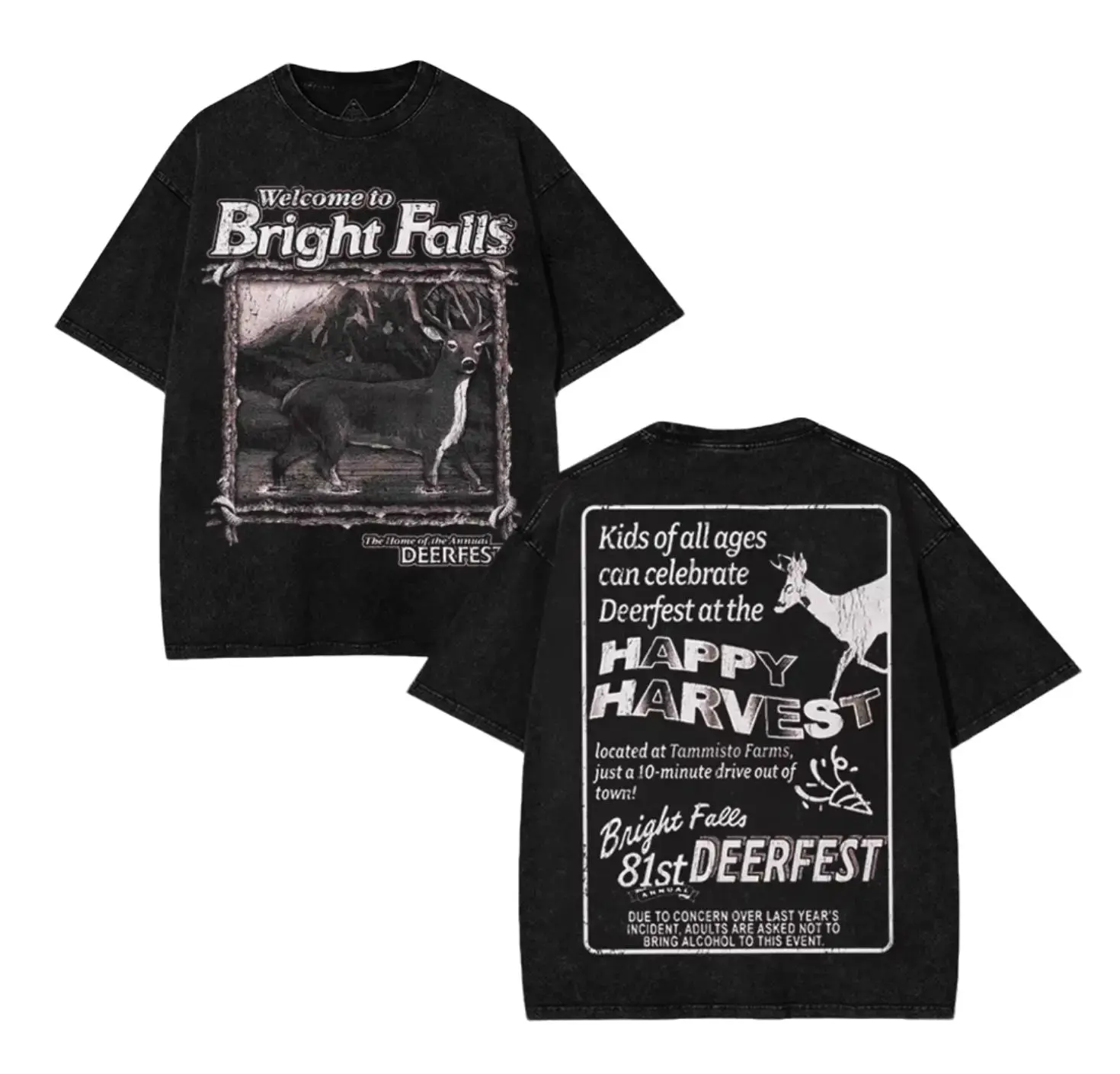 Alan Wake II – Bright Falls Psychological Horror Game Washed Heavyweight Tshirt Menswear Top Clothes Fabric Collar Oversized Seamless men's graphic tees Gamis Casual Black