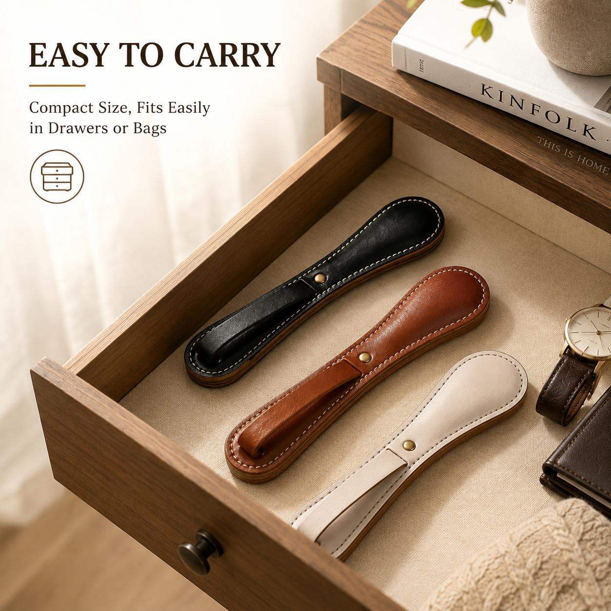 Handmade Cowhide Leather Accessory, Portable Leather Gear with Smooth Handle for Daily Carry and Home Display