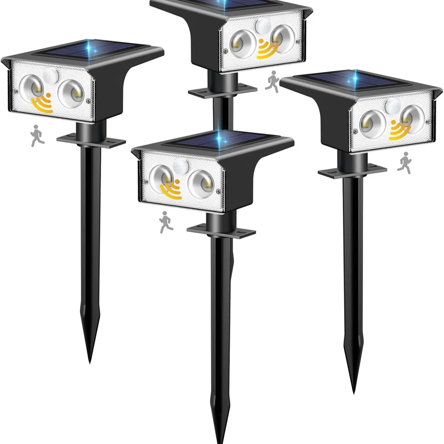 Solar Spot Lights Outdoor Waterproof, Solar Illuminated, 3 Modes Motion Sensor Lights, Solar Powered Spotlights 2-in-1 Auto On/Off for Outside Pathway Yard Garden Lighting Solar Pathway Lamp