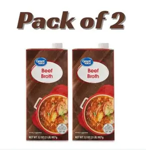Great Value Gluten-Free Beef Broth, 32 oz Cartons (Pack of 2, Shelf-Stable)