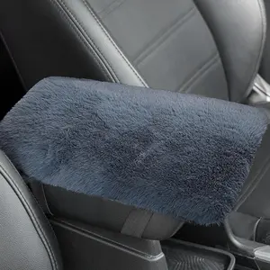 Armrest Cover, Plush Faux  Console Cover Pad Cushion, Universal Soft Fuzzy Middle Arm Rest Protector for  (Gray)
