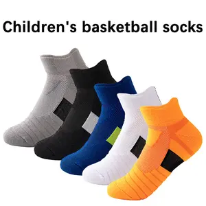 Kids Basketball Athletic Ankle Socks, Boys Girls Breathable Cushioned Sport Socks, Anti‑Slip Sweat‑Wicking Running Training Socks for Youth 5 Pairs