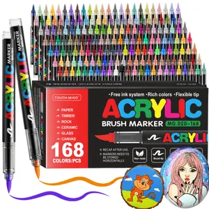 Acrylic Paint Markers Set, Soft Brush Tip Acrylic Paint Pens for Wood Rock Glass Canvas Stone Fabric Glass Metal Ceramic Canvas DIY Crafts Art Supplies, Artist Bundle, Back to School,Halloween,Christmas Gift