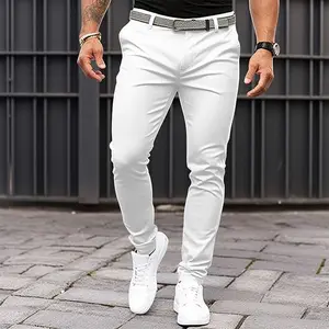 Men's Pure Color Tight Pocket Zipper Business Casual Slim-Fitting Narrow Bottom of a Trouser Leg Trousers Slim Fit Stretch Casual Chinos Slim Fit Stretch Casual Chinos Graphic Menswear