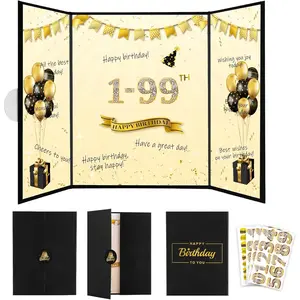 Black  1st-99th Birthday Party Decorations with  Stickers, 18"x12" Birthday Guestbook Sign in Book in Alternative for Men Women  Ages Birthday Gifts