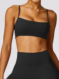 women's solid spaghetti strap backless wireless sports bras, sporty comfort quick drying bra, sports bra for women, ladies sportswear for yoga gym exercise, womenswear, athletic wear, birthday gifts, activewear, workout clothes women