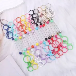 20 Piece Beaded Keychain Set, DIY Colorful Climbing Buckles, Silver Metal Beads Blank Keychains, for Bracelets, Connectors, Decorations, Gifts, Cute Charms Keychain