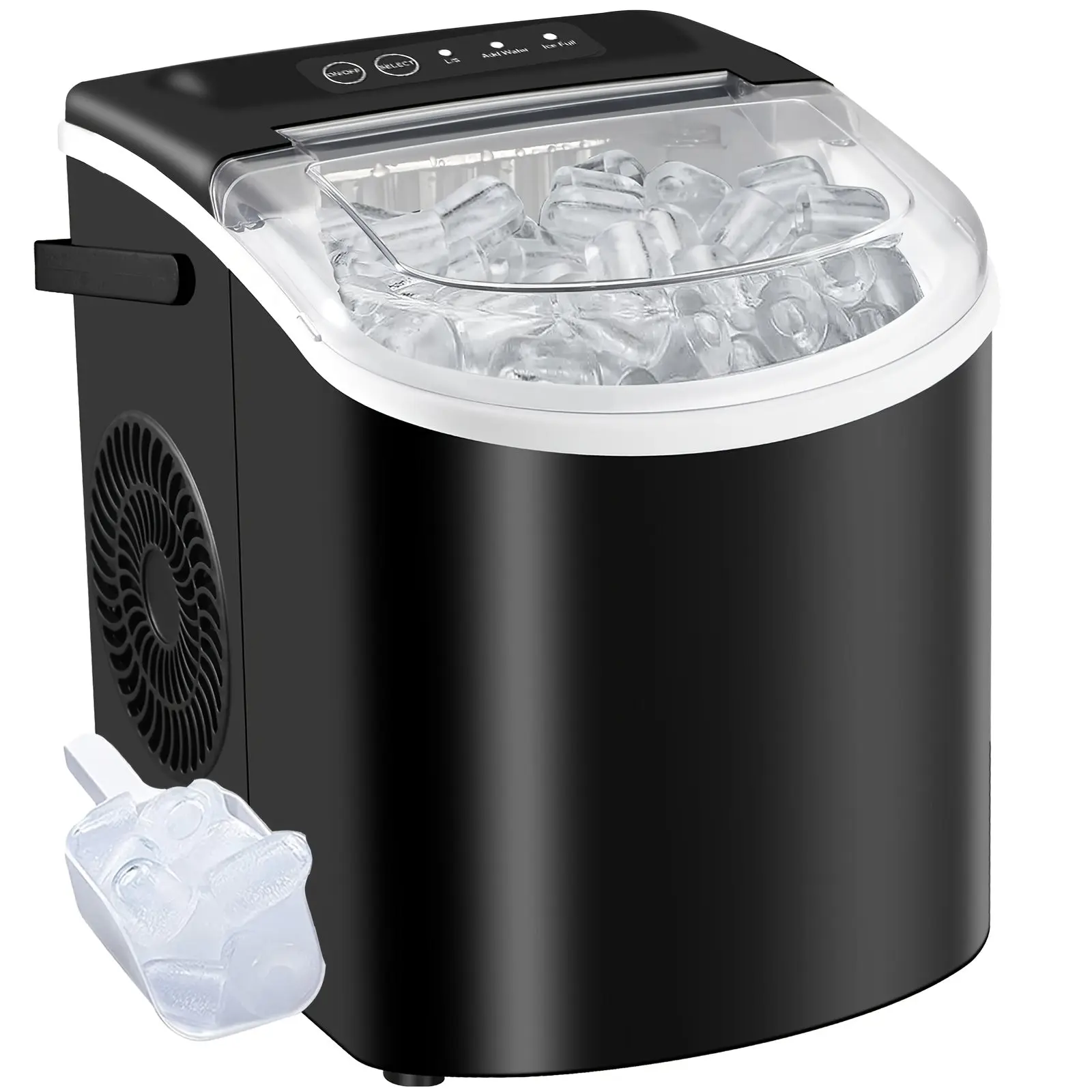 LBC 26lb/24h Desktop Ice Maker with Handle - 9 Ice Cubes in 6 Minutes, Automatic Cleaning, Portable Design, Includes Basket & Scoop, 110-120V, US Plug, Compact for Home, Office, Kitchen, Ice Maker Machine for Countertop, Kitc