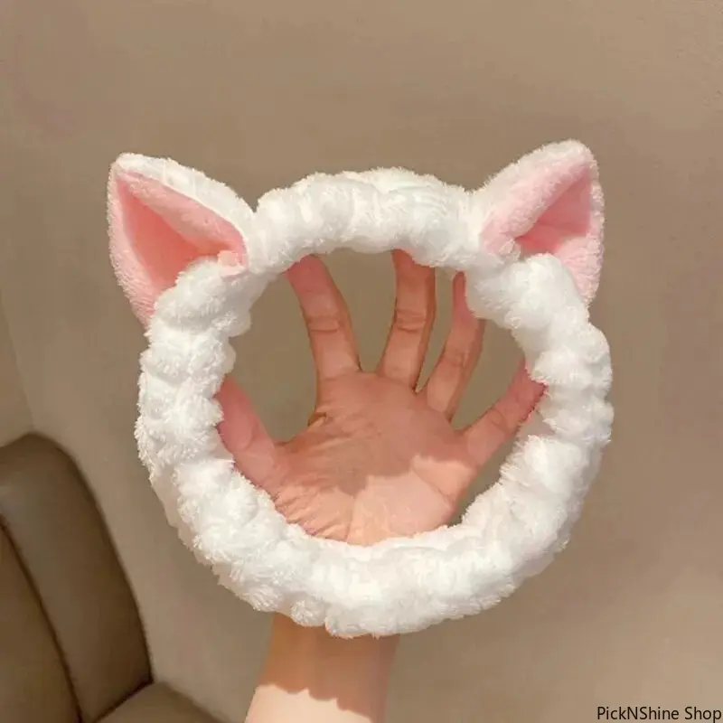 Hairband Cat Coral Plush Headband Cute Soft Hair Bow Headband Hairband Wash Face Makeup Headband Bandage Girl Accessories
