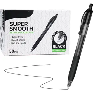 G-103 Retractable Gel Pens Black 50 Pack, 0.5mm Extra Fine Point Ink Pen Quick Dry, Ballpoint Pen Fine Point Smooth Writing Pens for for Office School Supplies