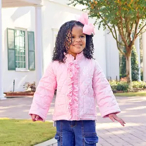 Pink Ruffle Quilted Coat - Girls Outerwear