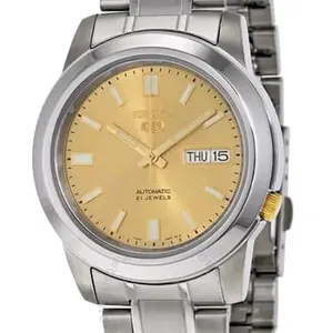 New Seiko 5 Automatic 21 Jewels silver automatic Gold dial men's s latest Watch SNKk13K1