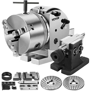 【DealsForYouDays】VEVOR Dividing Head BS-0 5Inch 3 Jaw Chuck Dividing Head Set Precision Semi Universal Dividing Head for Milling Machine Rotary Table Tailstock Milling Set (5 Inch Chuck)