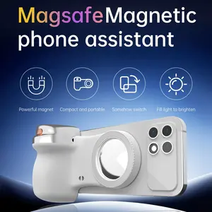 Upgraded Magnetic Phone Grip with USB-C Rechargeable Remote, 3KG Strong Magnet Camera Handle for Outdoor Sports Soccer Season, Vlogging, Steady Shots for iPhone, Android,Samsung；Compatible with MagSafe Fill Light