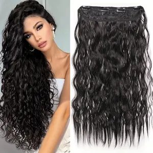 Women's Clip-in Synthetic Hair Extensions, Wavy Curly Hair, Full Head Clip-in Curls, 4 Clips, 16/20/ 24inch , Hairpiece, Made of Durable Nylon Material, Suitable for All Occasions