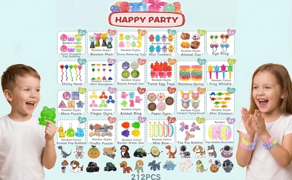 212-Pack Assorted Party Favors Gift Toy Set for Boys Girls, Novelty Items for Events, Prize Drawings, Carnival Favors, Surprise Bag Fillers, Celebration Supplies Class Gift for 3 Years and Above 212-Pack Assorted Party Favors Gift Toy Set for Boys Girls, Novelty Items for Events, Prize Drawings, Carnival Favors, Surprise Bag Fillers, Celebration Supplies Class Gift for 3 Years and Above