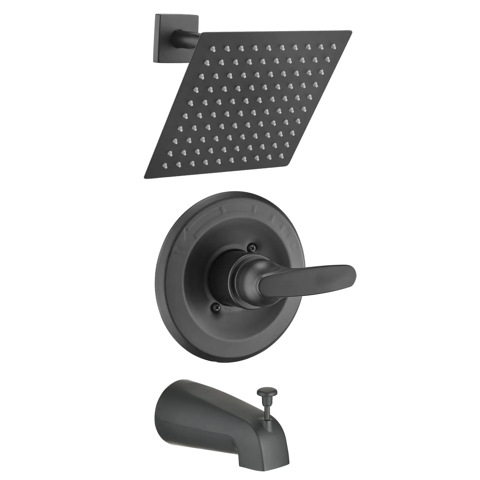 Replacement 8" Rain Shower Faucet Tub Trim Kit for Delta 1300/1400 & 13/14 Series, High Pressure Square Rain Shower Head& Handle Set System(Valve& Catridge Not Inclued)