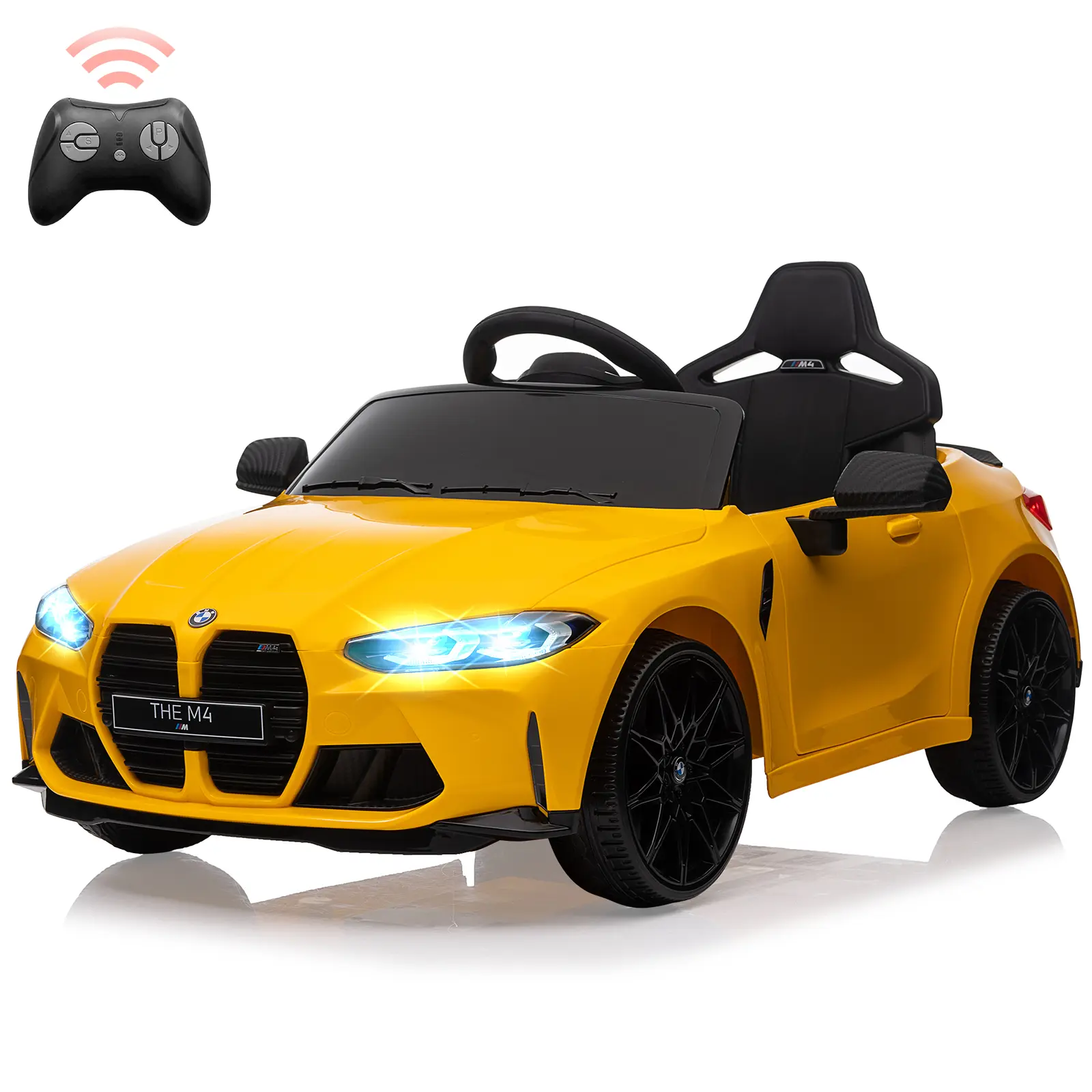 12V Battery-Powered Kids Ride-On Sports Car with Ride On Wheels, Parental Remote Control, 3 Speed Levels, LED Lights, Music, Ideal Gift for Kids
