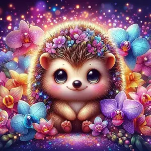 Cartoon Hedgehog Pattern DIY Diamond Arts Colorful Painting Kit without Frame, DIY 5D Diamond Arts Colorful Painting Kit, Wall Art Decor for Home
