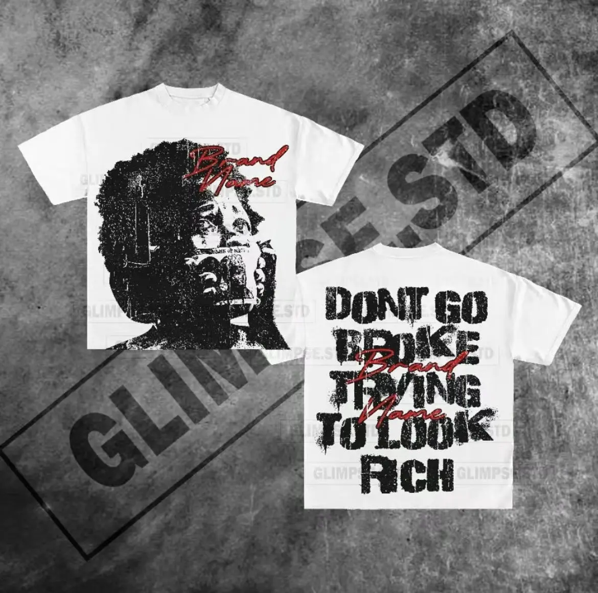 Y2K Graphic "Don't Go Broke, Trying To Look Rich" Personalize Printed Tshirt, Sweatshirt For Men For Women