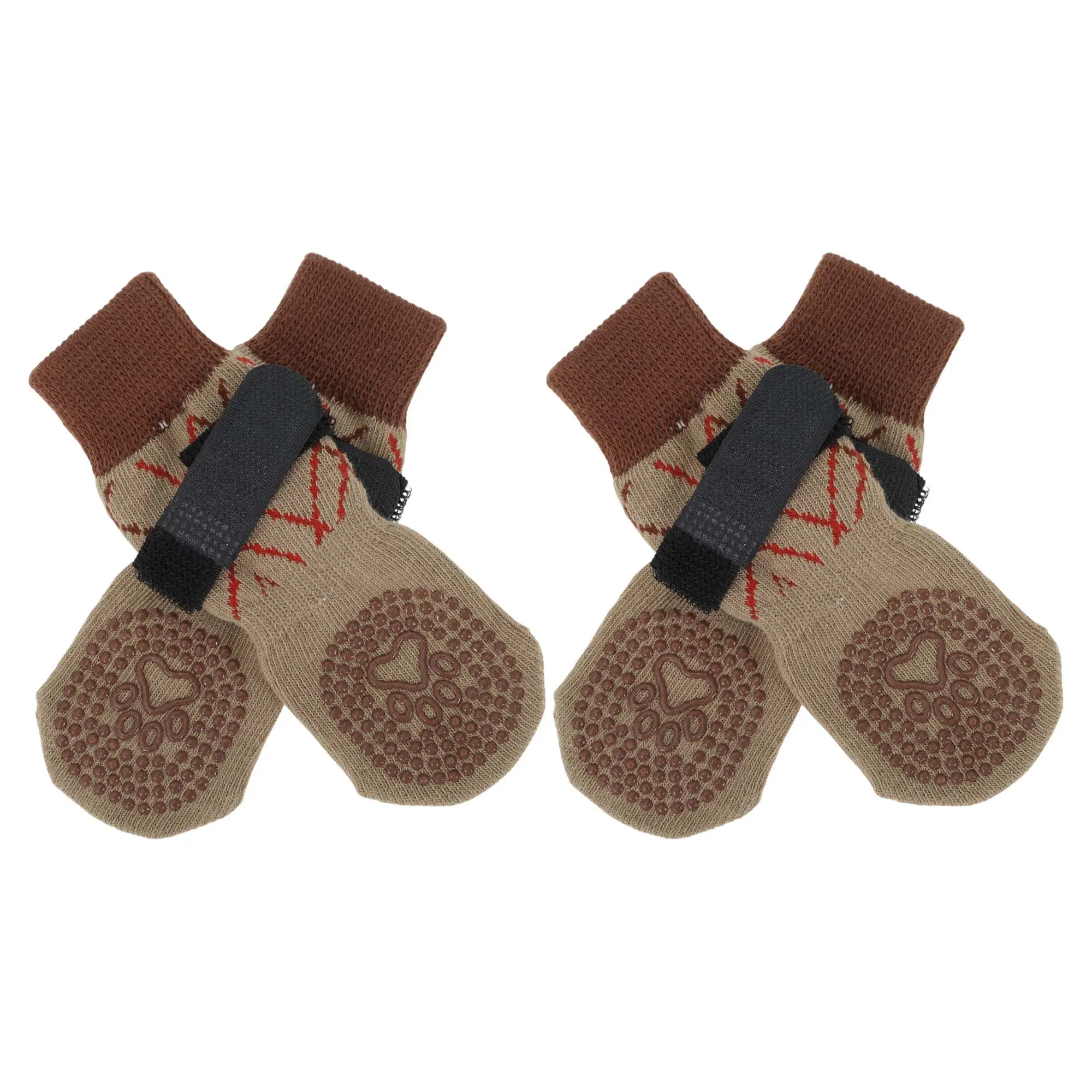 CAPASTEC 4pcs Non-Slip Dog Socks with Adjustable Sticky Tapes Pet Socks for Dogs, Dog Paw Protection for Hardwood Floors
