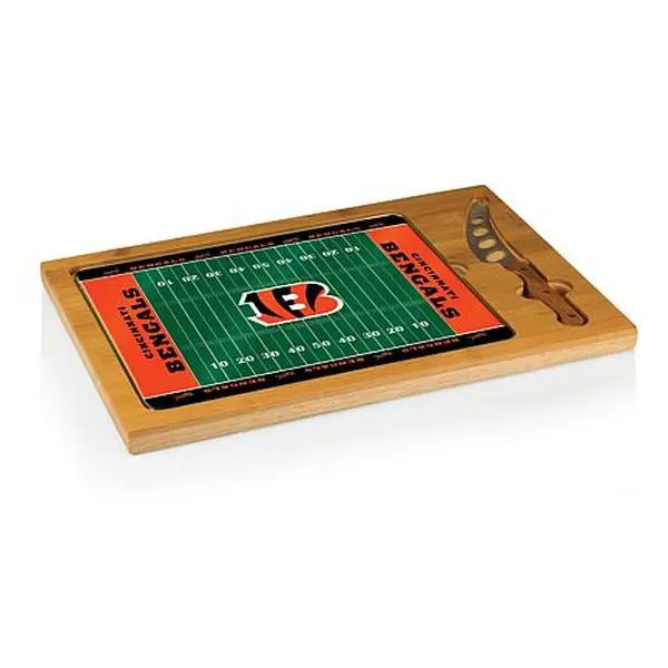 Football Fan Shop Picnic Time Icon Glass Top Cutting Board - Cincinnati Bengals