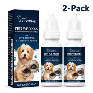 [2-Pack] Universal Pet Eye Care Drops - Safe for Dogs, Cats,Rabbits, Guinea pigs - Relieve Dry Itchiness, Remove Tear Stains, Clean Discharge, Gentle & Non-Irritating