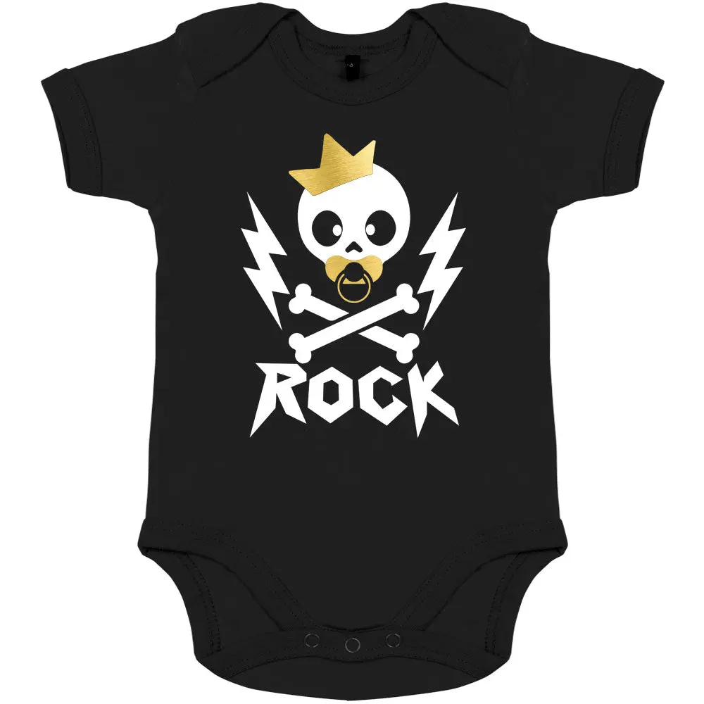 Rock Star Baby Bodysuit in GOTS Certified Organic Cotton, Short Sleeve Crew Neck for Unisex Infants, Soft Premium Comfort Fit, Made in USA, Organic Fiber, Onesie, One Piece Bodysuit