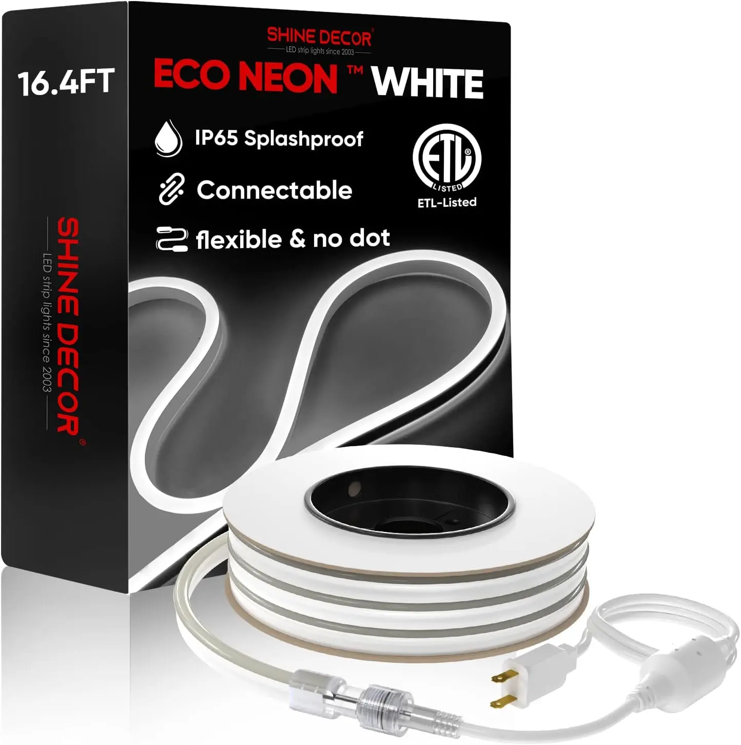 Neon LED Strip Light Flexible Outdoor Waterproof LED Neon Rope Lights Daylight Cool White Strip Lights for Home Commercial Outdoor Indoor