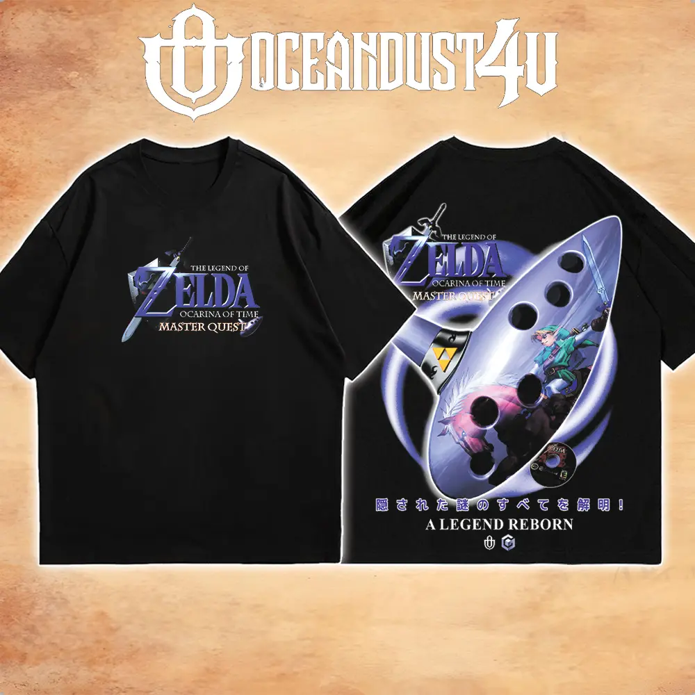 OceanMOB4U The Legend of Zelda Ocarina of Time Master Quest Link Gildan Unisex T-Shirt, Front and Back Print Gaming Shirt, Zelda Fan Gift