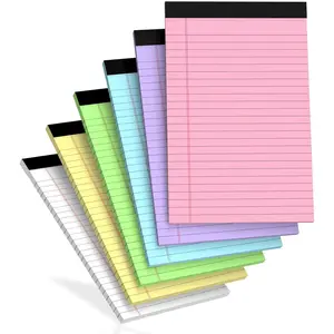6 pcs Note Pads Legal Pads 5x8, Notebook College Ruled, Colored Legal Notepads, 6 Pack Micro Perforated Writing Pads, Lined Paper Pads, Pad of Paper for Office Home School, 30 Sheets/Pack