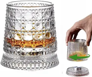 Luxury 360° Spinning Crystal Glass – Star-Cut Stress Relief Whiskey & Wine Glass, Elegant European Barware Gift，Rotating Glass Cup Spinning Glass Cup