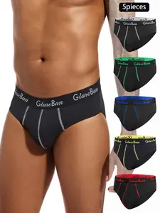 5pcs Pack Men's Boxer Briefs, Athletic Fashion Style Underwear, Comfortable Panties for Shorts, New Male Undergarments, Trendy Slips